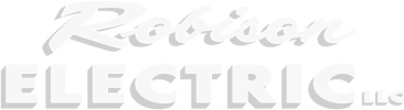 Logo for Robison Electric LLC, with "Robison" in a cursive font above "ELECTRIC LLC" in bold, uppercase letters.